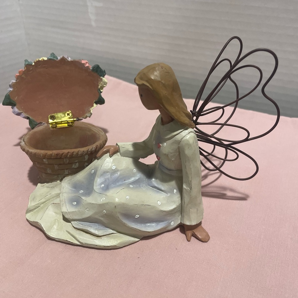 Fairy Figurine with Basket - Cream and Brown